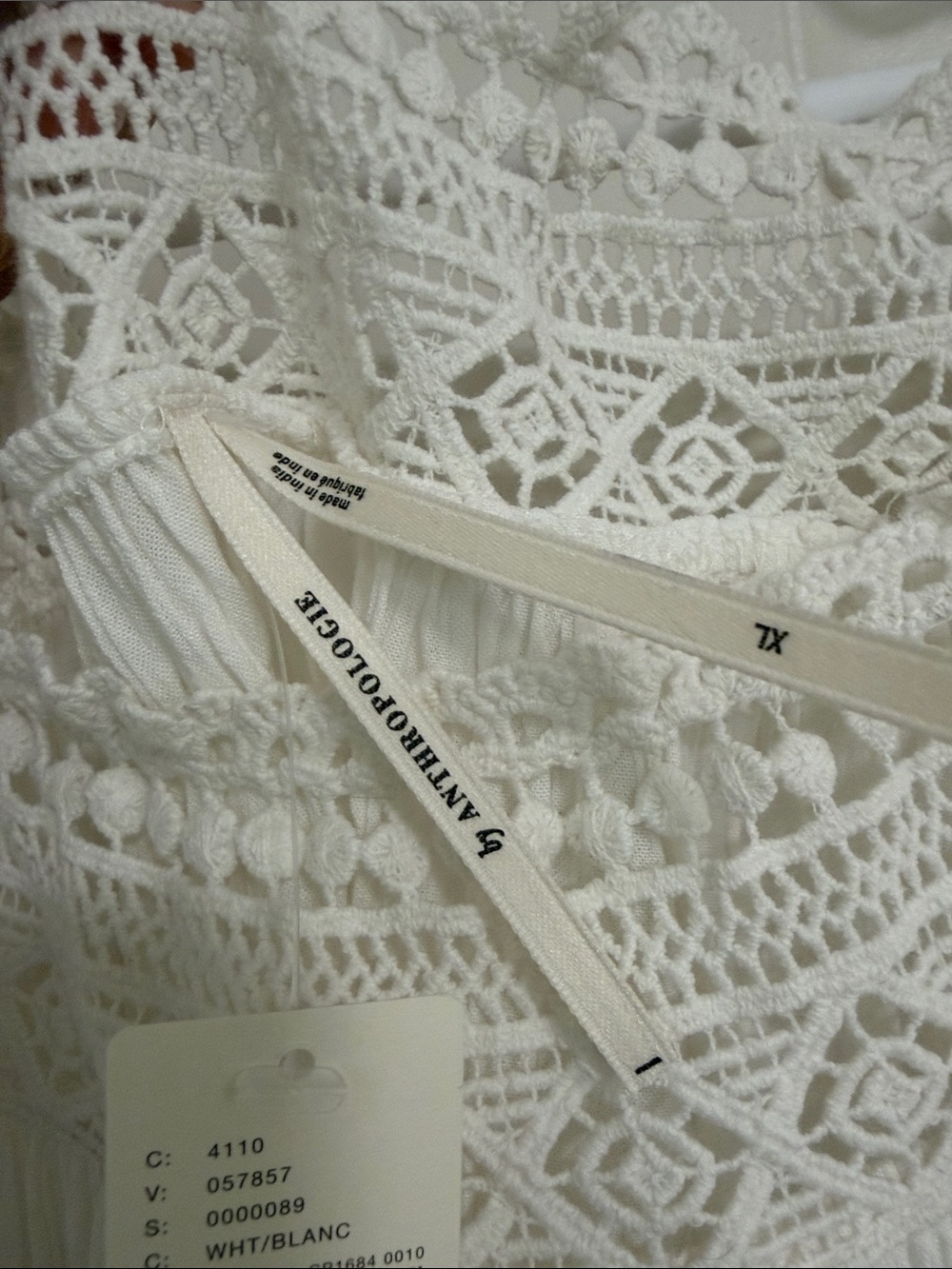 Anthropologie White Crochet Yoke Peasant Tunic - Picture 3 of 8